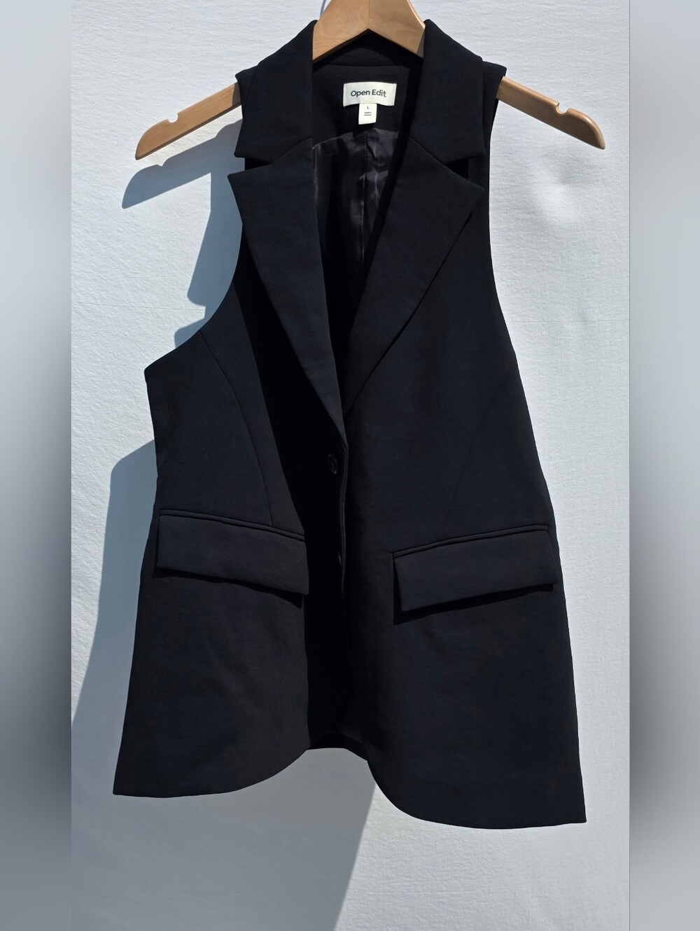 Open Edit Size L NWT! Women's Black Tailored Sleeveless Blazer Vest - Picture 1 of 9